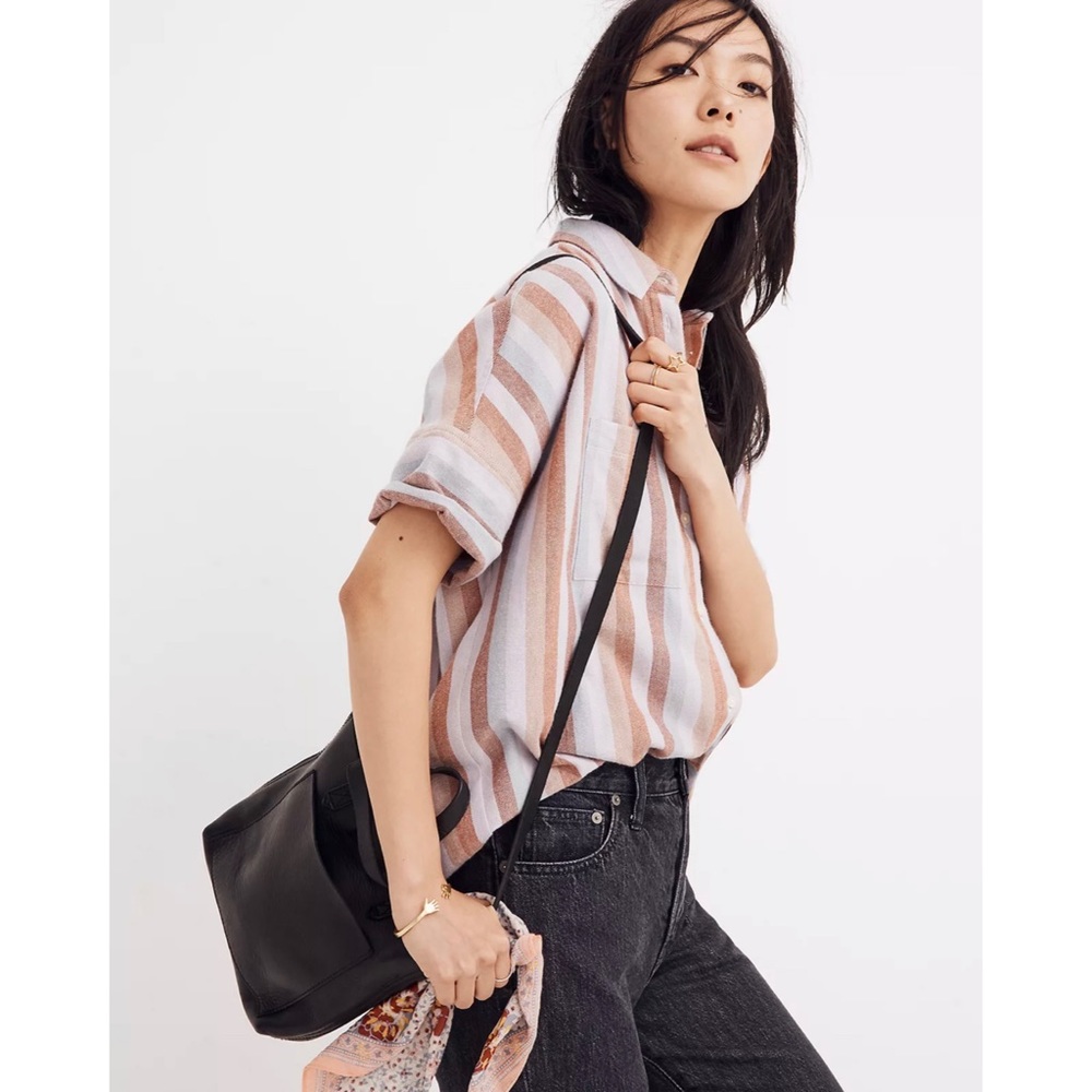 MADEWELL Flannel Courier Shirt in
Sunrise Stripe